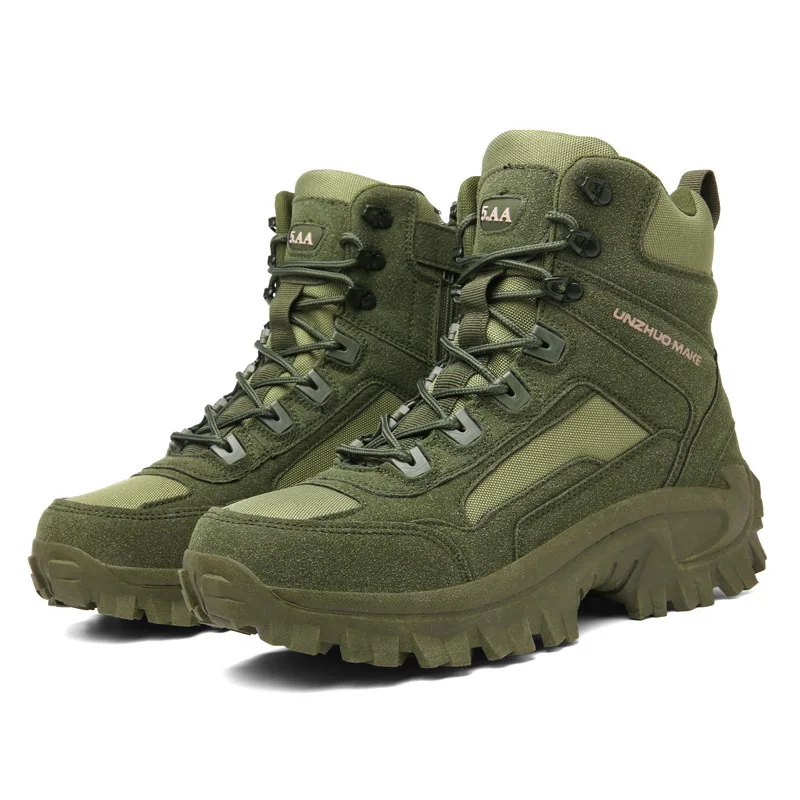 2024 Lightweight Man Tactical Boots Combat Training Lace Up Outdoor Fashion Hiking Breathable Hunting Platform Boots Men Shoes