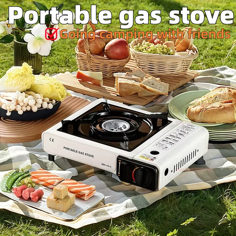 Estufa de Gas portátil de doble uso para exteriores, estufa compacta para barbacoa y acampada, cocina de Gas resistente para el hogar para acampar y cocinar al aire libre