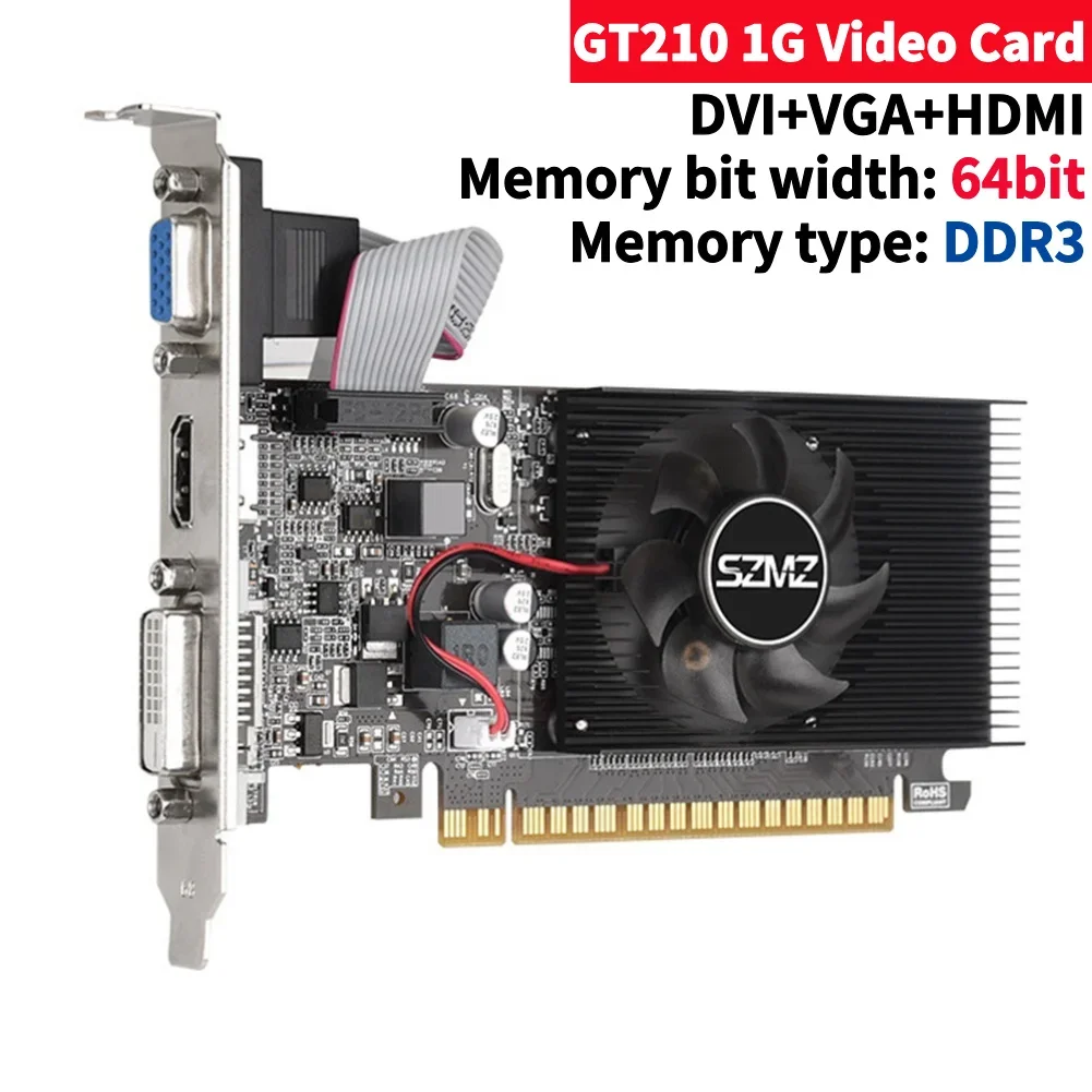 

GT210 1G Video Card with DVI VGA HDMI-Compatibe Port Gaming Graphics Card PIC Express2.0 Low Profile Graphics Card for Office