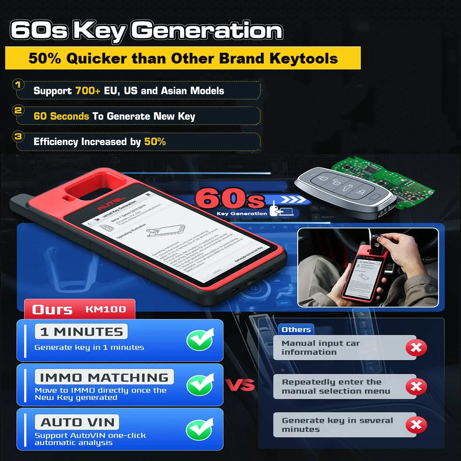 Cheap Solution Auto Key Programming Device Autel KM100 Car Key Programmer For All Keys Lost