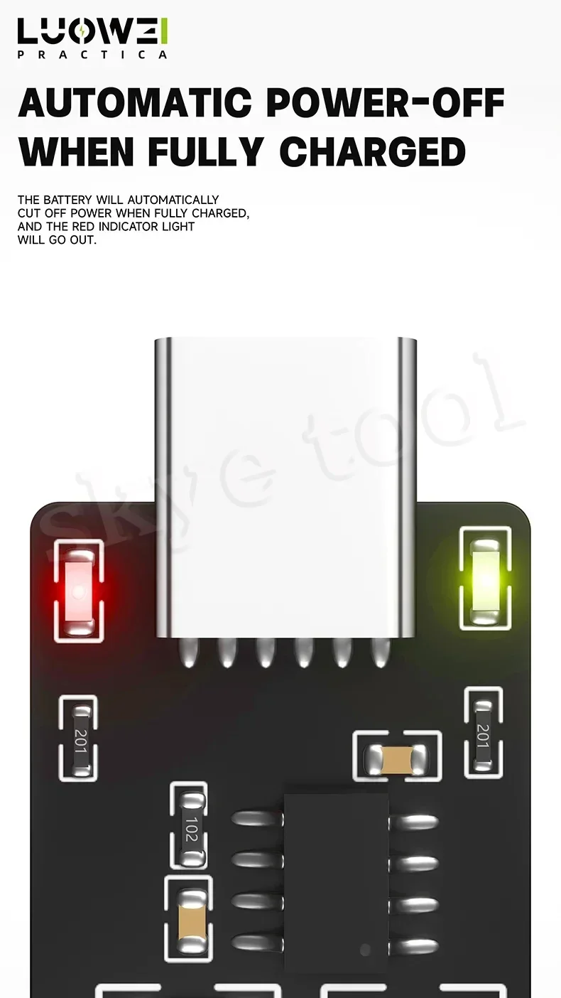 Carte d'activation de la batterie LUOWEI LW-B01/B02 (aucun démontage requis) pour iPhone 5-16 h et activation de la batterie Android en un clic
