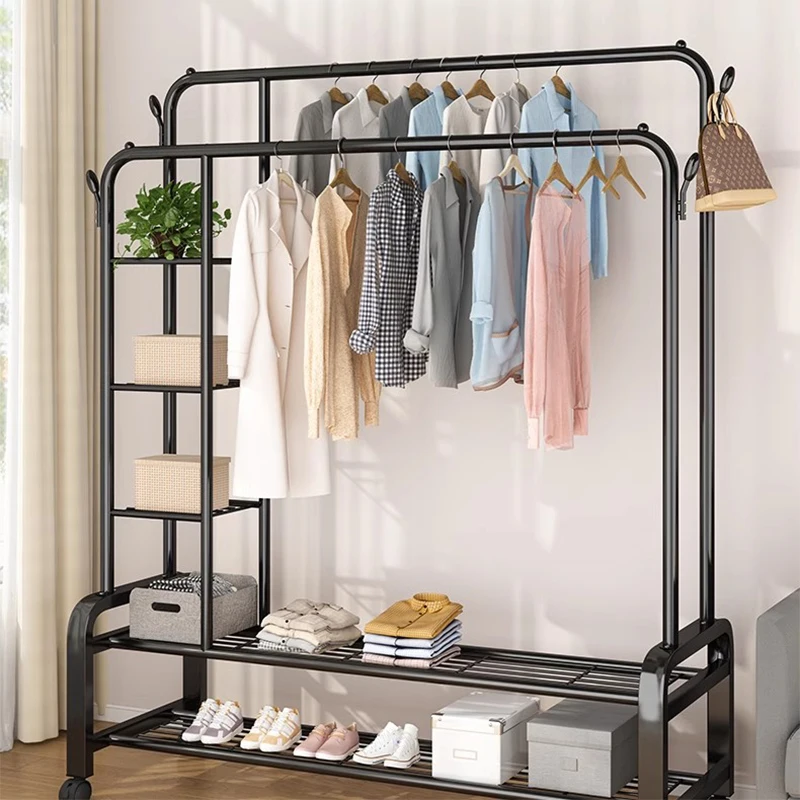 Minimalista Garment Black Clothes Hanger, Stand Secagem Rack, Varanda Designer Pole, Móveis Hall