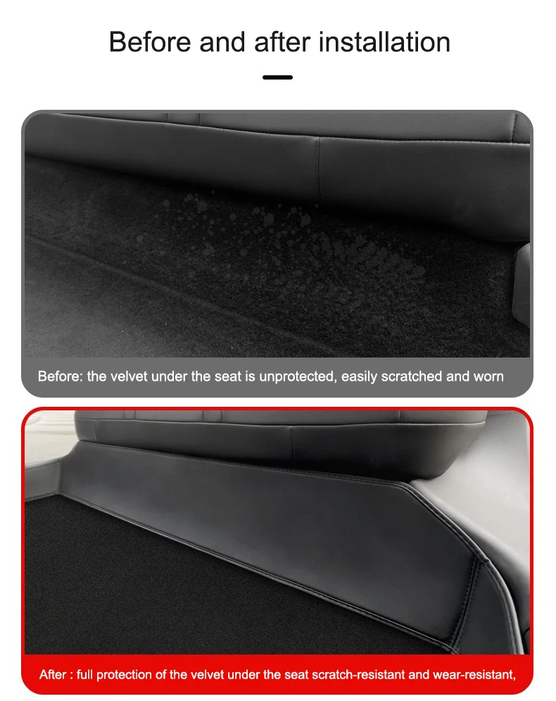 For Tesla Model 3 Highland Rear Under Seat Anti-Kick Protection Mat Non-destructive Installation Flocking Protect Napa Cushions