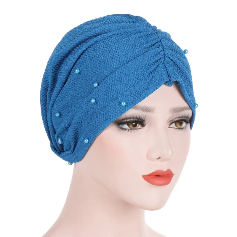 European And American  New Beaded Solid Color Sleeve Cap Tam-O'-Shanter Muslim Hooded Small Hat Spot