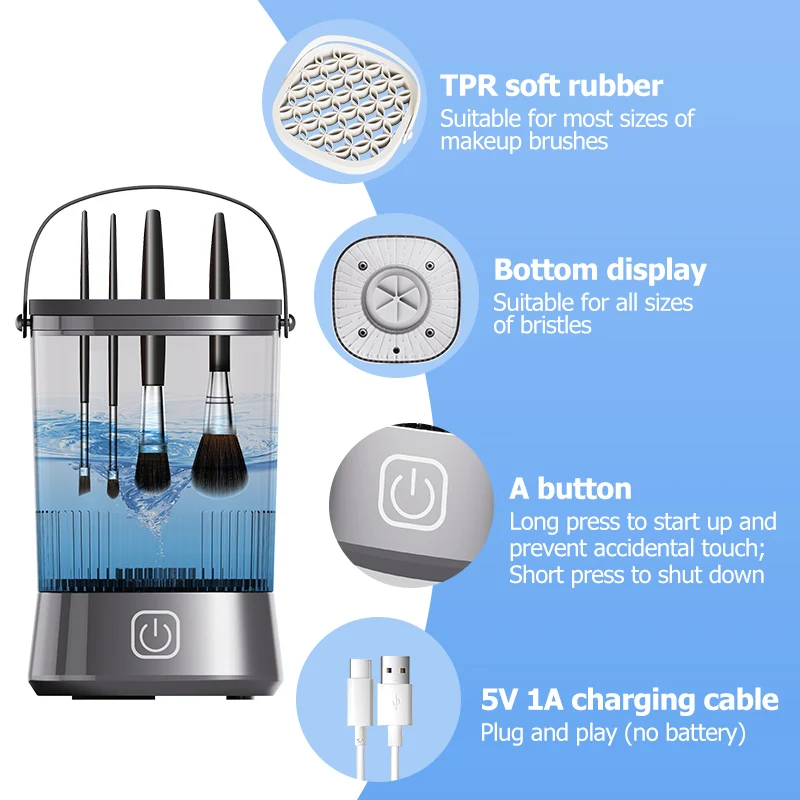 Smart Automatic Cosmetic Brush Cleaner Electric Deep Cleaning Makeup Brush Cleaner and Dryer Machine Make Up Brush Cleaner