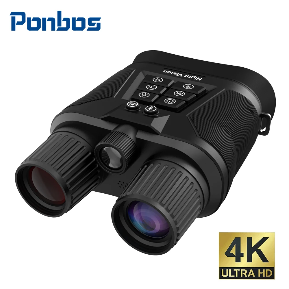 Ponbos-Télescope DulBinoculaire 4K UHD, Jumelles Infrarouges, Vision Nocturne pour la html, Camping, 40MP, Zoom Numérique 8X, 600M