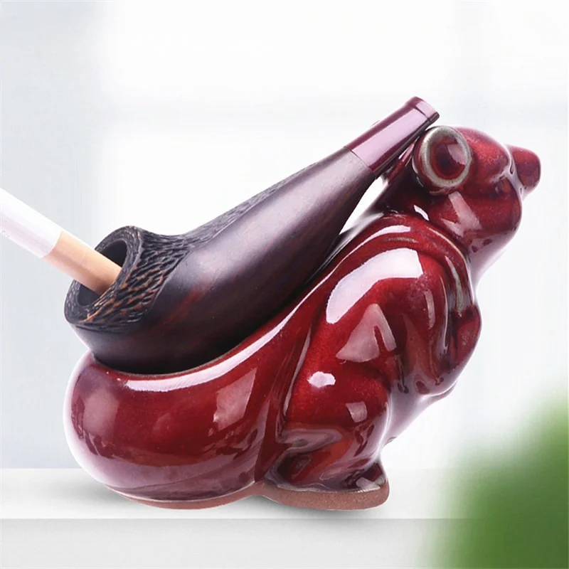 Classic Ebony Tobacco Pipe Carved  3mm Filter Three-in-One Functional Solid Wood Smoking Pipe Cool Gadget for Men