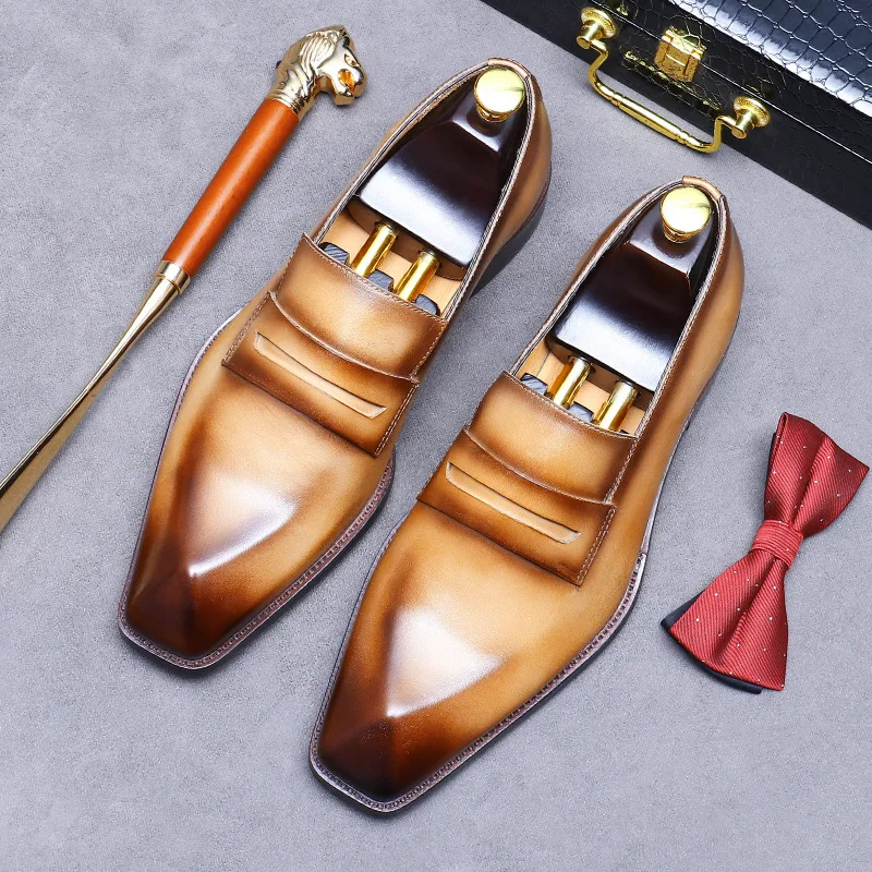 

Luxury Brand Men Shoes Formal Casual Loafer High Quality Vintage Business Office DressParty Genuine Leather Comfortable Hot Sale