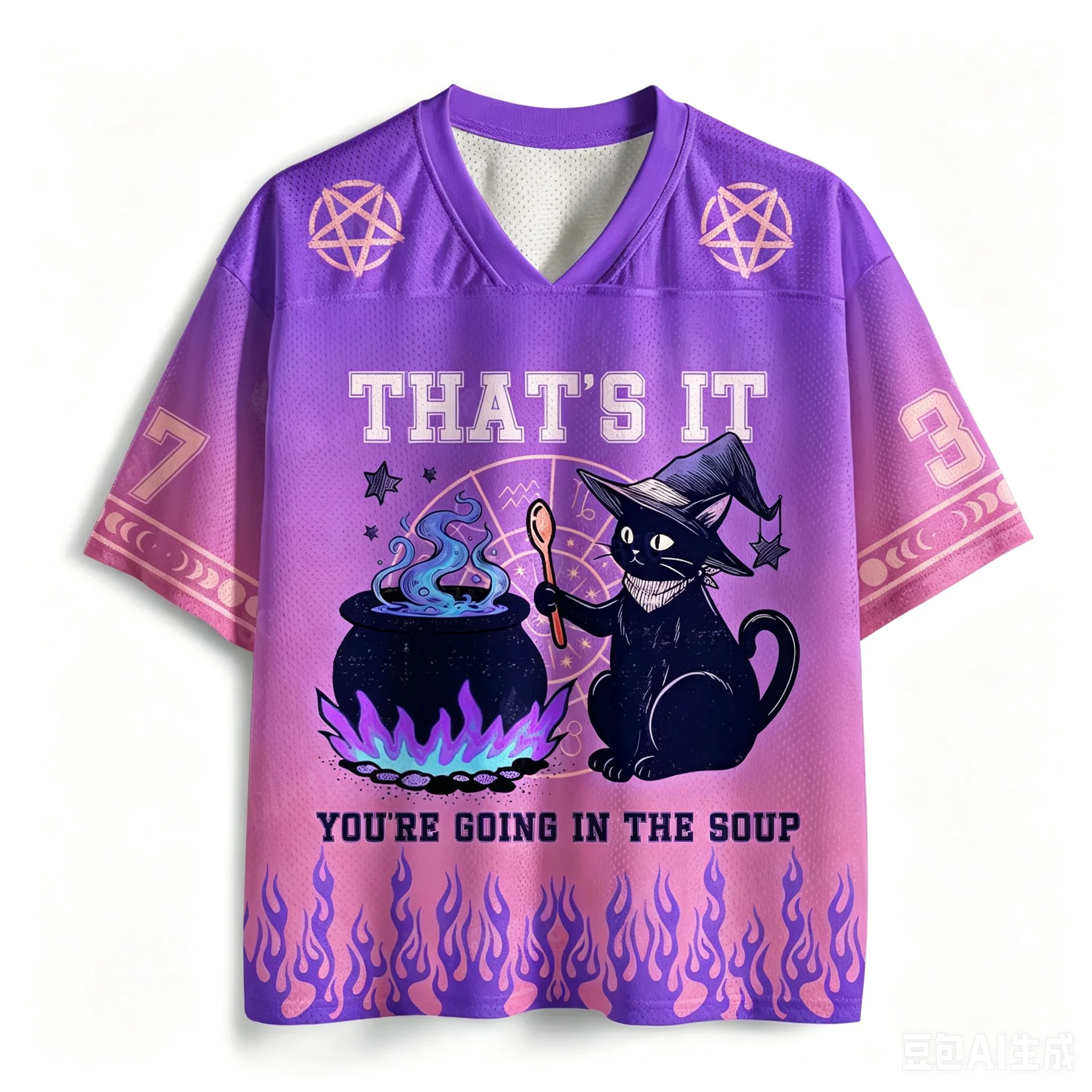 2026 Summer Fashion New Gothic Black Cat Soup Challenge Limited Edition 3D Printed Outdoor Leisure Fitness V-neck T-shirt Large