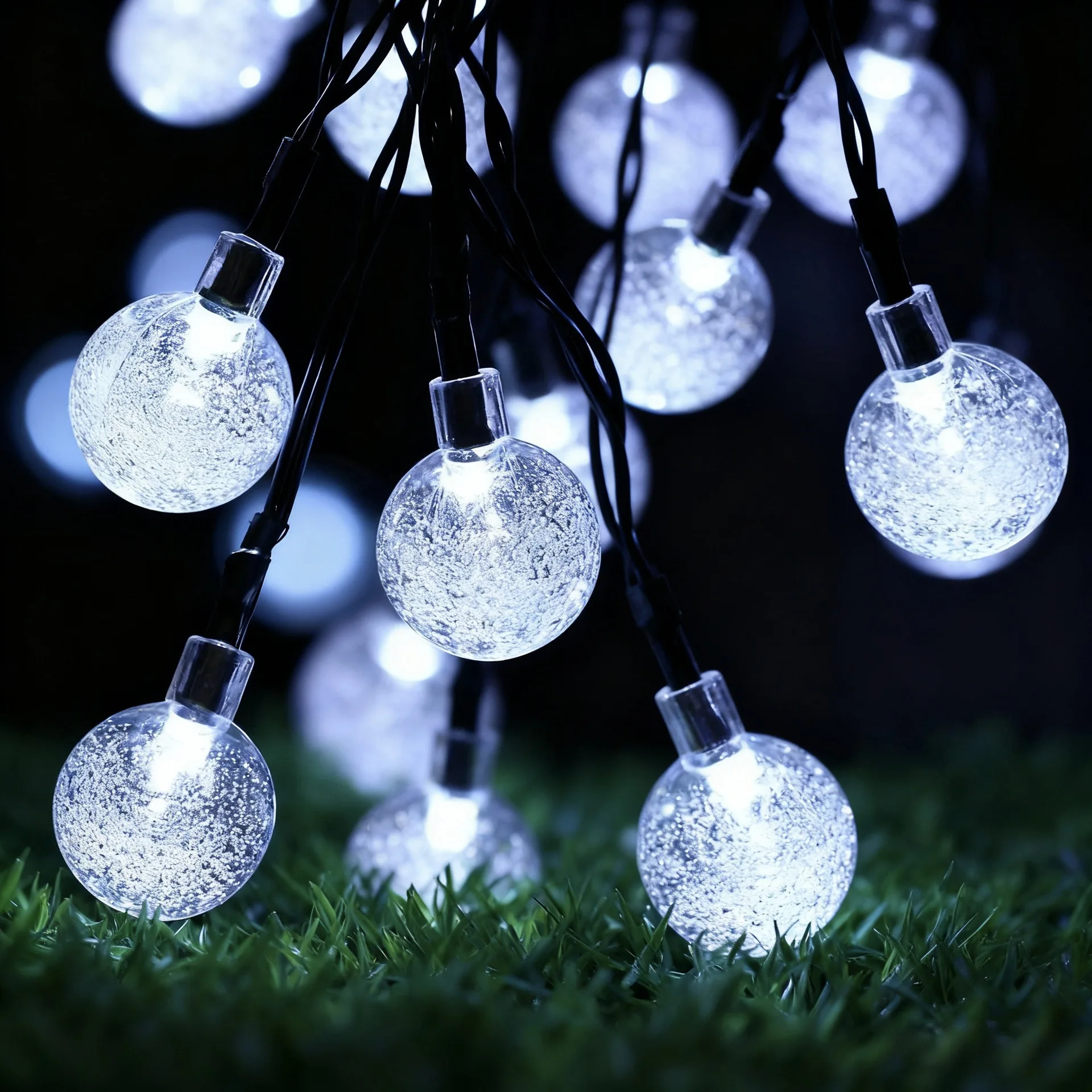 مصابيح الحديقة الشمسية Garlocht في الهواء الطلق، 50LED 7M/24Ft 8 أوضاع، مصابيح كروية كريستالية مقاومة للماء، إضاءة ديكور للمنزل وعيد الميلاد #2