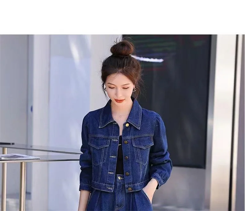Gonna da donna In Denim con riduzione dell\'età In stile occidentale della stazione europea nella primavera 2024 giacca corta Casual, mezza gonna,