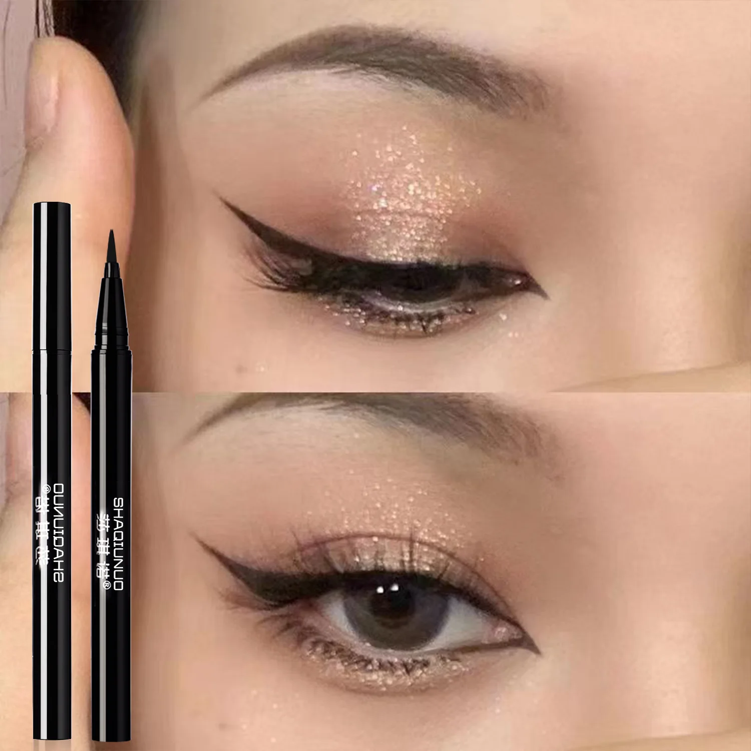 Wasserfester, mattierter, flüssiger Eyeliner |   Smoky Eye, einfach anzubringen, langlebig, schwarz