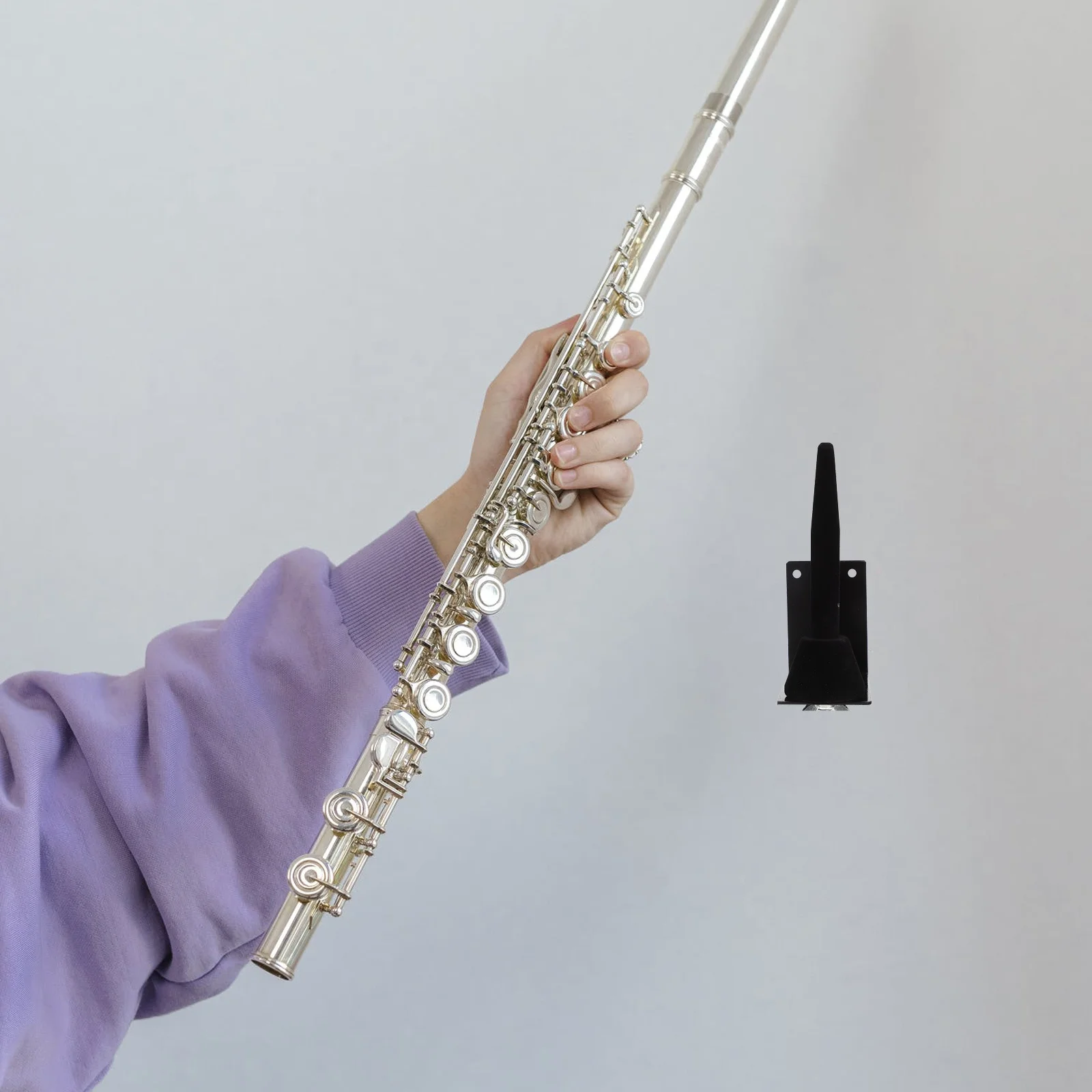 

1Set Wall-Mounted Flute Clarinet Rack Exquisite Workmanship Stable Punch Design Durable Metal Holder Flute Rack