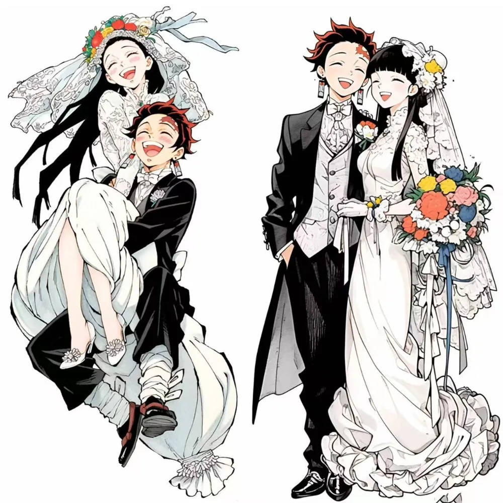 

Kamado Tanjirou Tsuyuri Kanawo Demon Slayer: Kimetsu No Yaiba Acrylic Stand Figure Wedding Dress Modeling Anime Peripheral