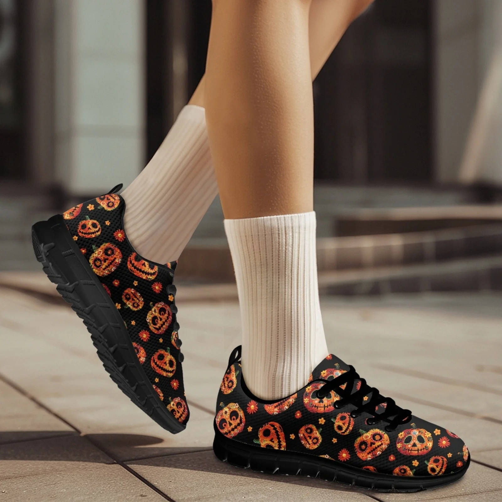 Coloranimal Skull Flower Men Medical Assistant Shoes for Women Low Top Women Running Walking Shoes for Outdoor - view 6