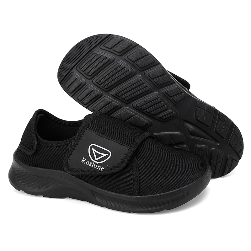 Large Size All-Black Women's Lightweight Walking Shoes, Breathable Quick-Dry Knit Mesh, Lightweight Cushioning Eva Sole, Wide-Footed Walking Shoes for Middle-Aged and Elderly People, Suitable for Commuting and Lazy Walking