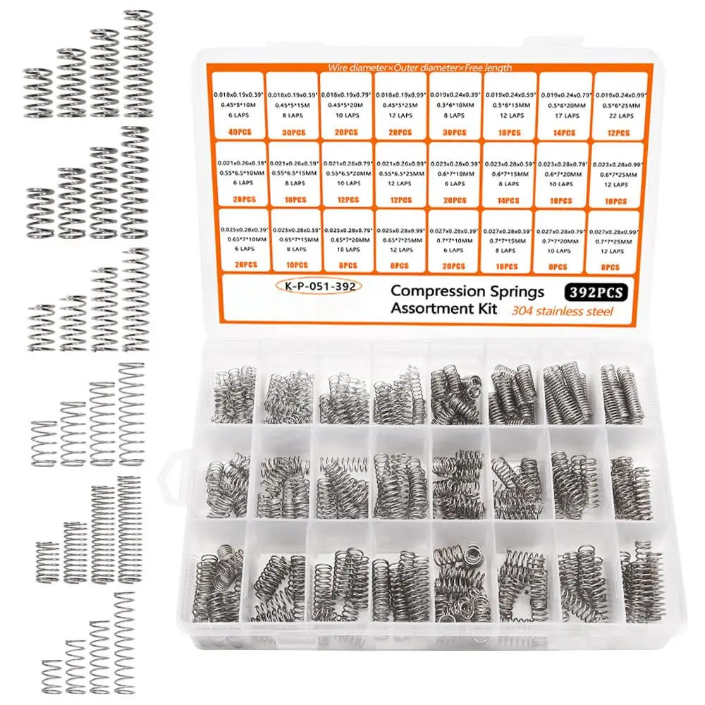 390 420 Stainless Steel Compression Springs Assortment Kit Mechanical Hardware Industrial Coil Spring Repair Assorted Box