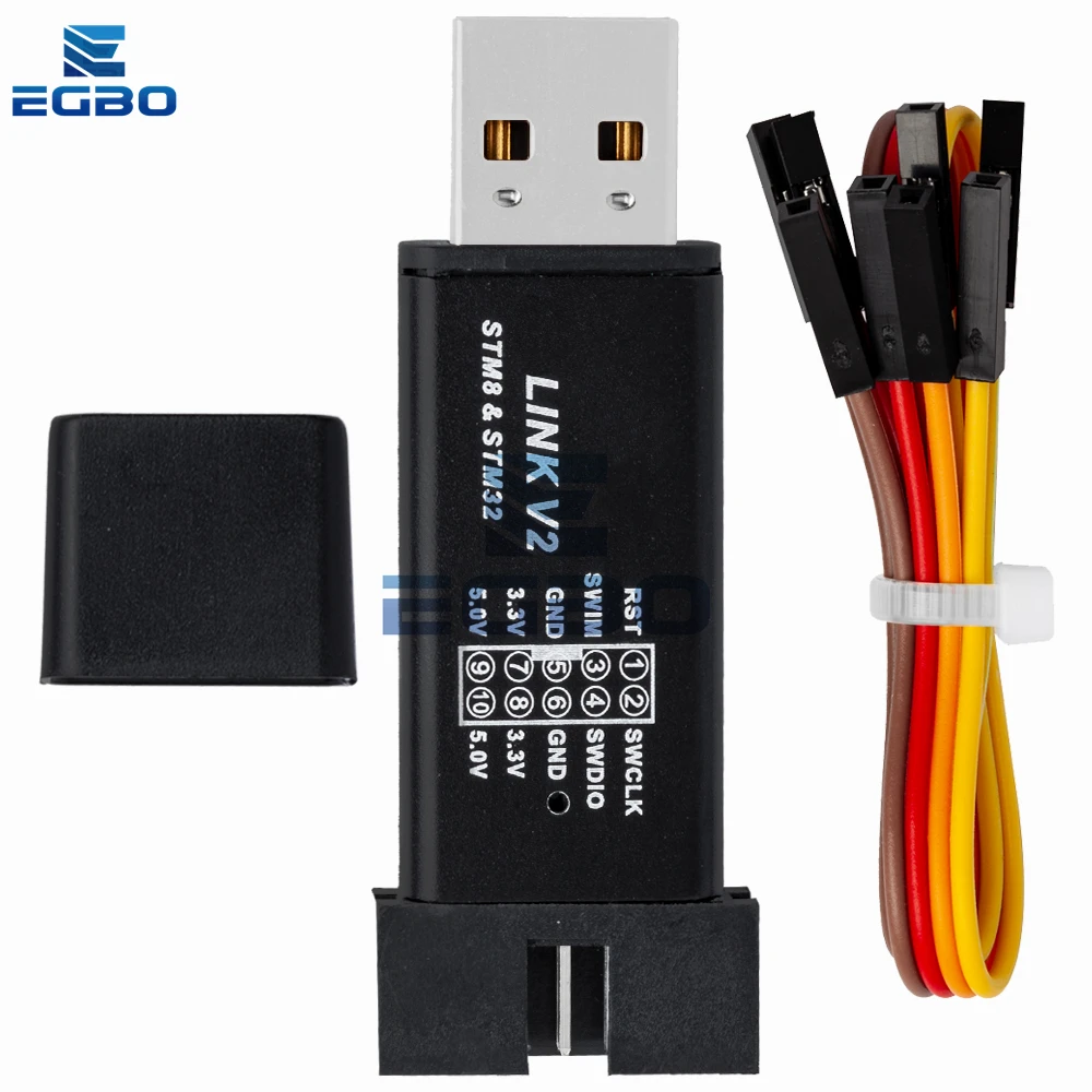 1PCS EGBO 1Set ST LINK Stlink ST-Link V2 미니 STM8 STM32 시뮬레이터 다운로드 프로그래머 프로그래밍 커버 DuPont 케이블