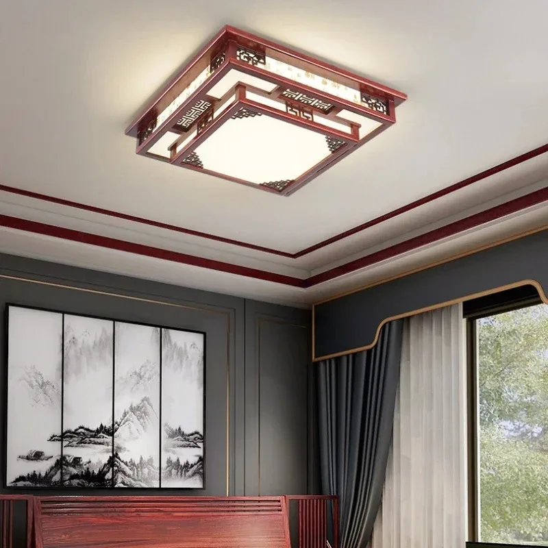 Chinese/JapaneseOriental  Style Ceiling Lamp Led Mahogany Finish Wooden Light Ceiling Lamps Home Living Room Modern Decorations