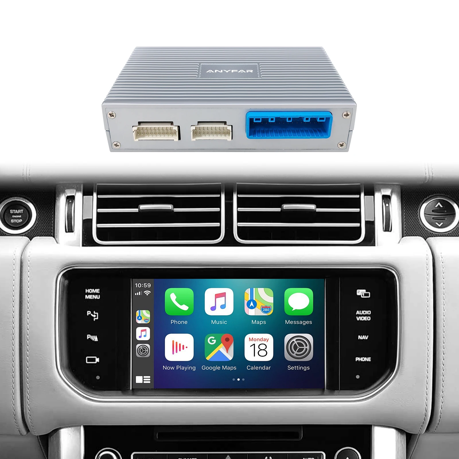 Wireless CarPlay Android Auto Retrofit Decoder Interface, Compatible with Land Rover Jaguar Range Rover Evoque Discovery 4 XE XF F-Type 2012-2016, Retain Factory Screen Functions
