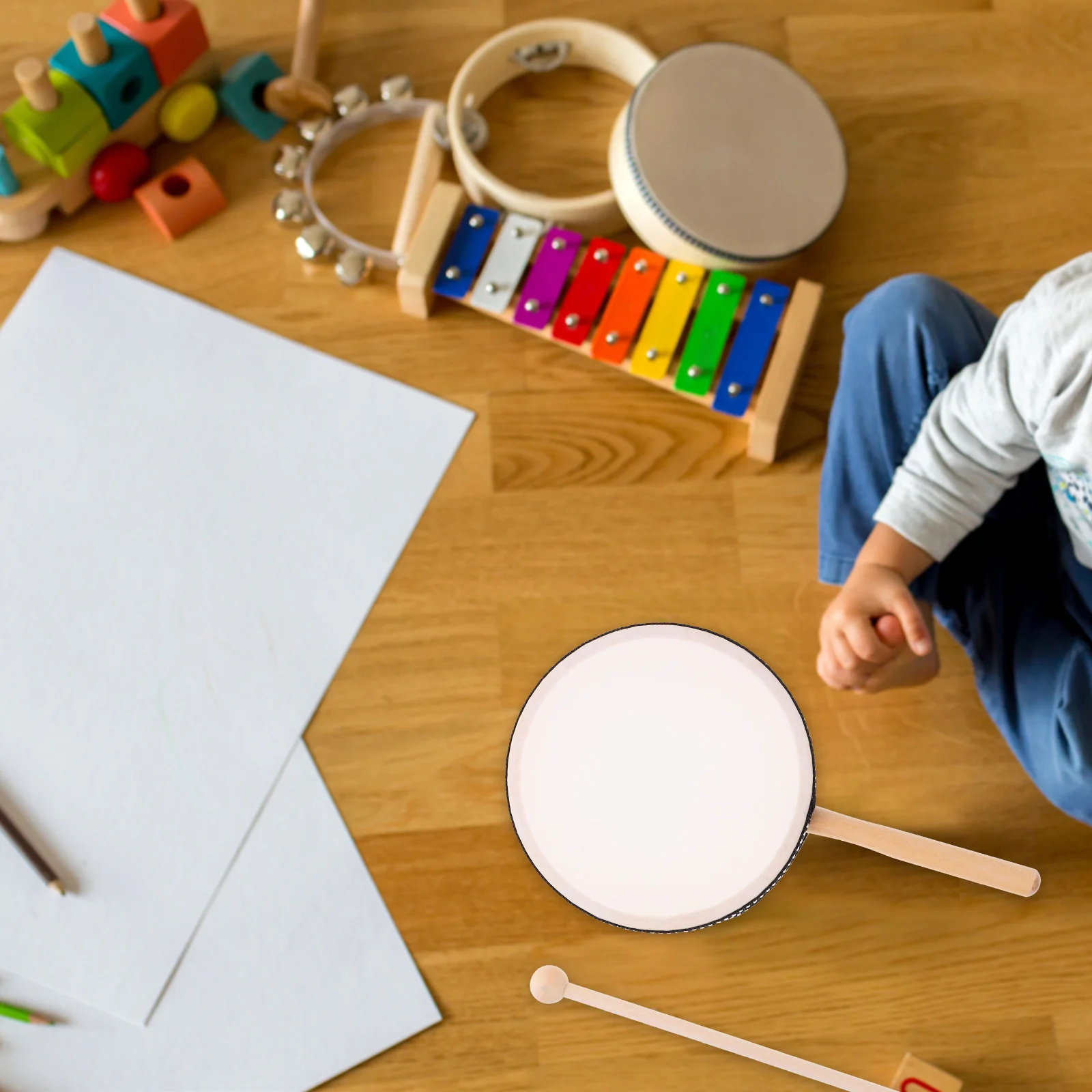 

1 set 1 Set Wooden Hand Drum Kids Musical Instruments Toddler Percussion Educational Drum Set Performance Lightweight Portable