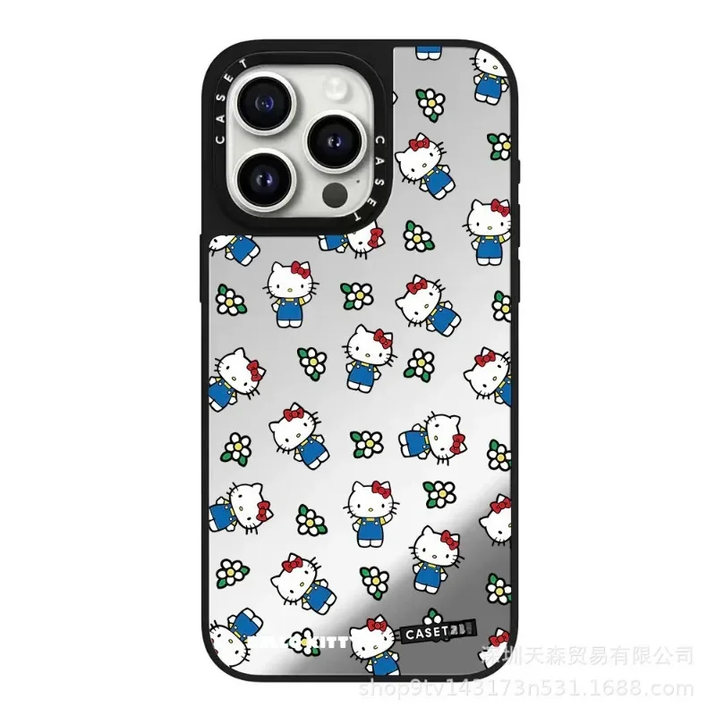 CAS Co-branded Mobile Phone Case KT Cat Sticker Hello Kitty Suitable for Iphone16pro 15Promax Mobile Phone Case 13/12 Anti-fall