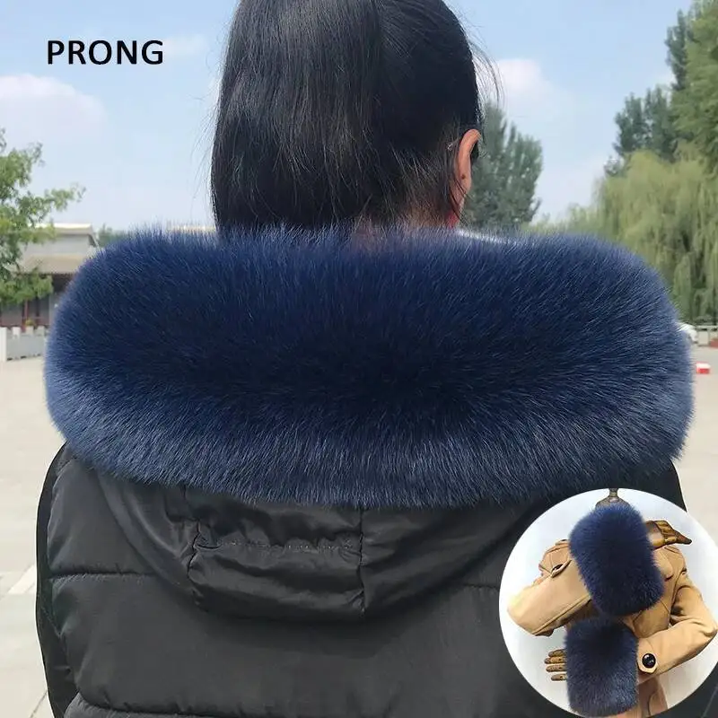 

Набор манжет с воротником из натурального лисьего меха для женщин и мужчин, теплый меховой шарф, женские меховые шали, зимняя куртка, пальто, капюшон, декор, аксессуар