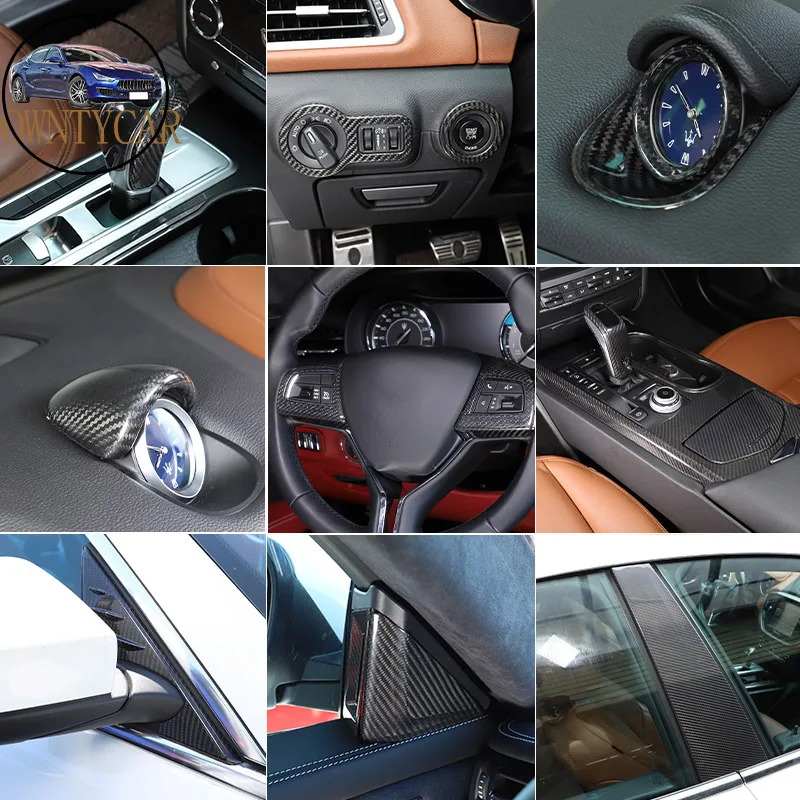 Real Carbon Fiber For Maserati Ghibli 2014-2022 Car Center Control Panel Door Decoration Sticker Car Interior Accessories