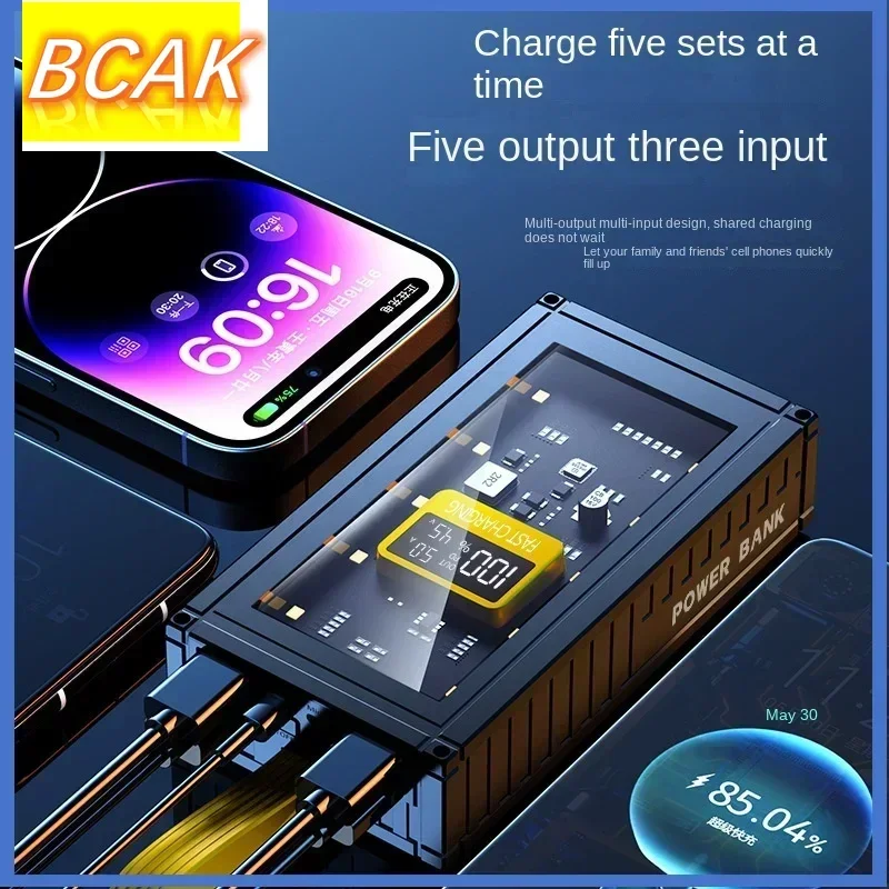 BCAK Power Bank 30000mAh 50000mAh 120W Fast Charging Transparent  200000mAh  Large-capacity Mobile Power Supply  Mobile Phones