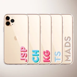 Soft Clear Initial Letters Phone Case Custom Monogram iPhone Case Personalised Cover for iPhone 14 Pro Max Case 11 12 13 Pro Max