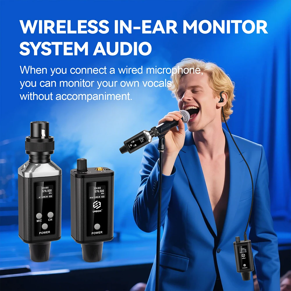 LMBGM A9 Mono UHF Drahtloses In-Ear-Monitoring-System mit 1 Kanal und langer Akkulaufzeit, geeignet für Bühnen und Tonstudios. – Detail 1