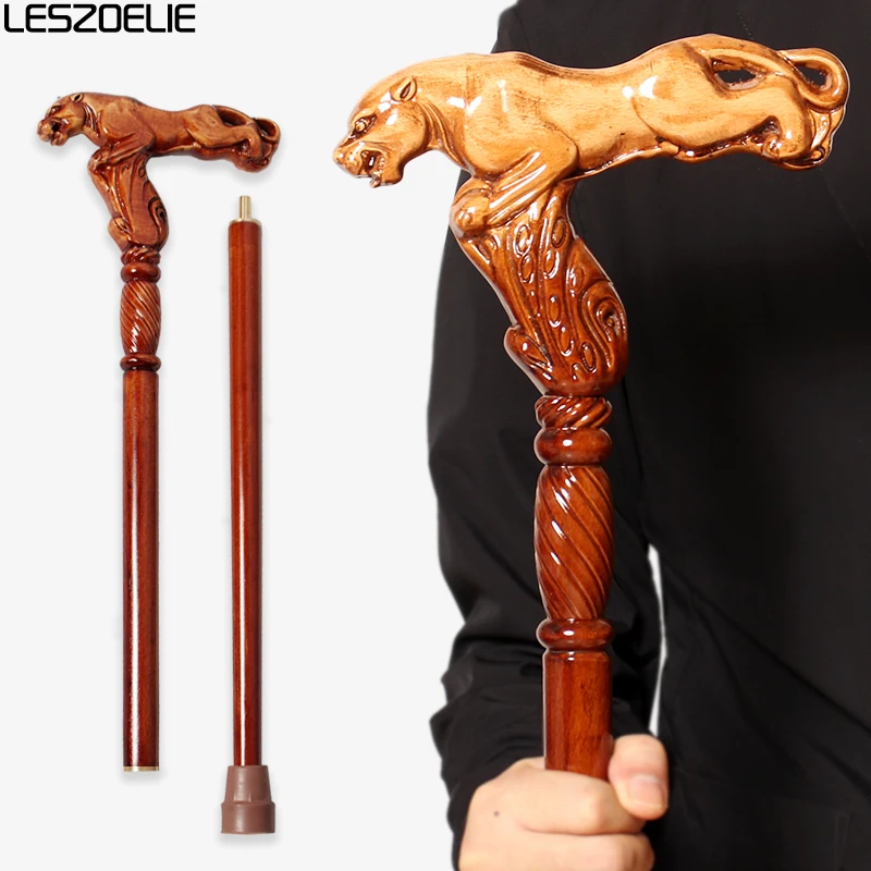 عصا مشي خشبية أنيقة قابلة للفصل على شكل الفهد من خشب الزان الألماني للرجال والنساء، دعامة أنيقة للمشي #1