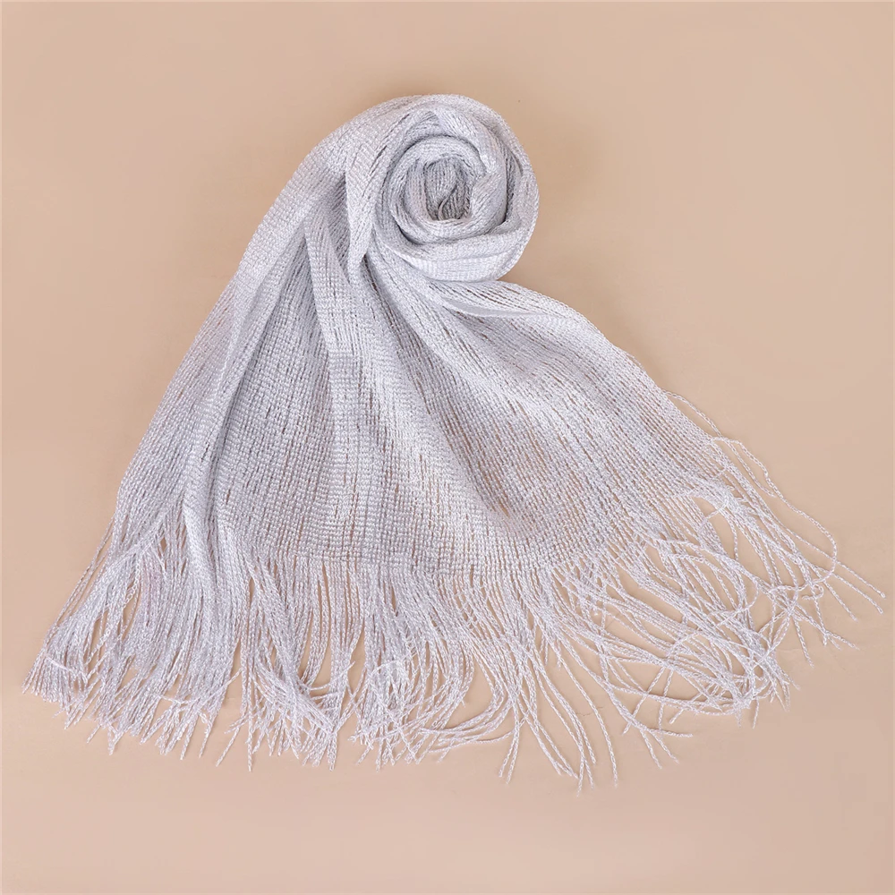 Sparkling Tassel Scarf Women Evening Party Shawl Golden Silver Shiny Shawls for Bridal Bridesmaid Wedding Wraps Fringed Scarves