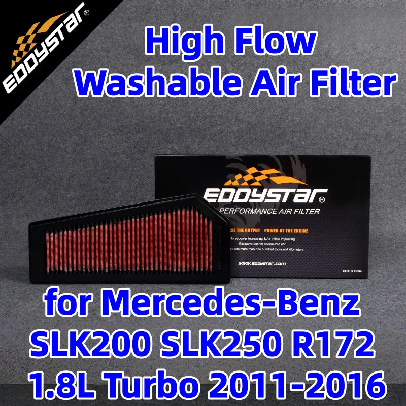 

High Flow Sport Air Filter for Mercedes-Benz SLK200 SLK250 R172 1.8L Turbo 184HP 204HP 2011-2016 Washable Racing Intake Filters