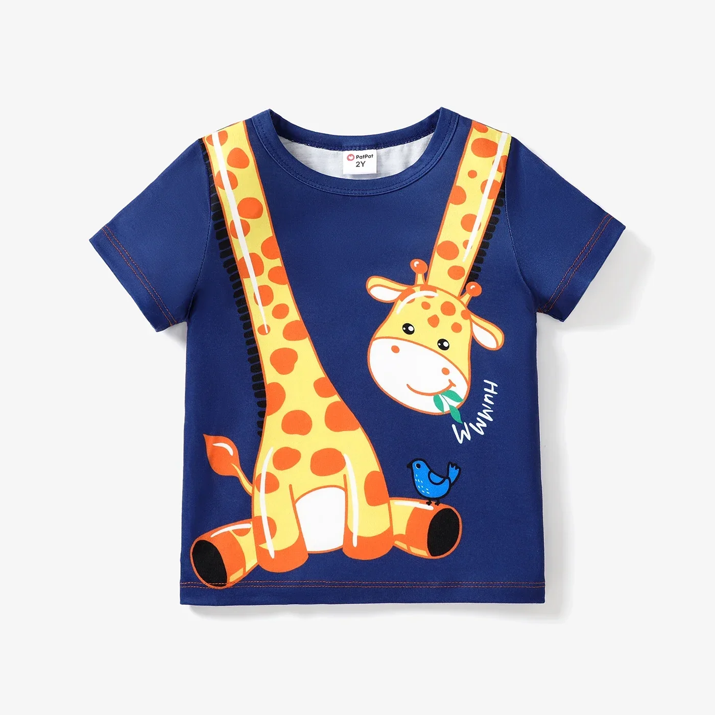 PatPat Toddler Boy Animal Giraffe Print Short-sleeve Tee Soft and Comfortable  Perfect for Outings and Daily Wear Basic Style