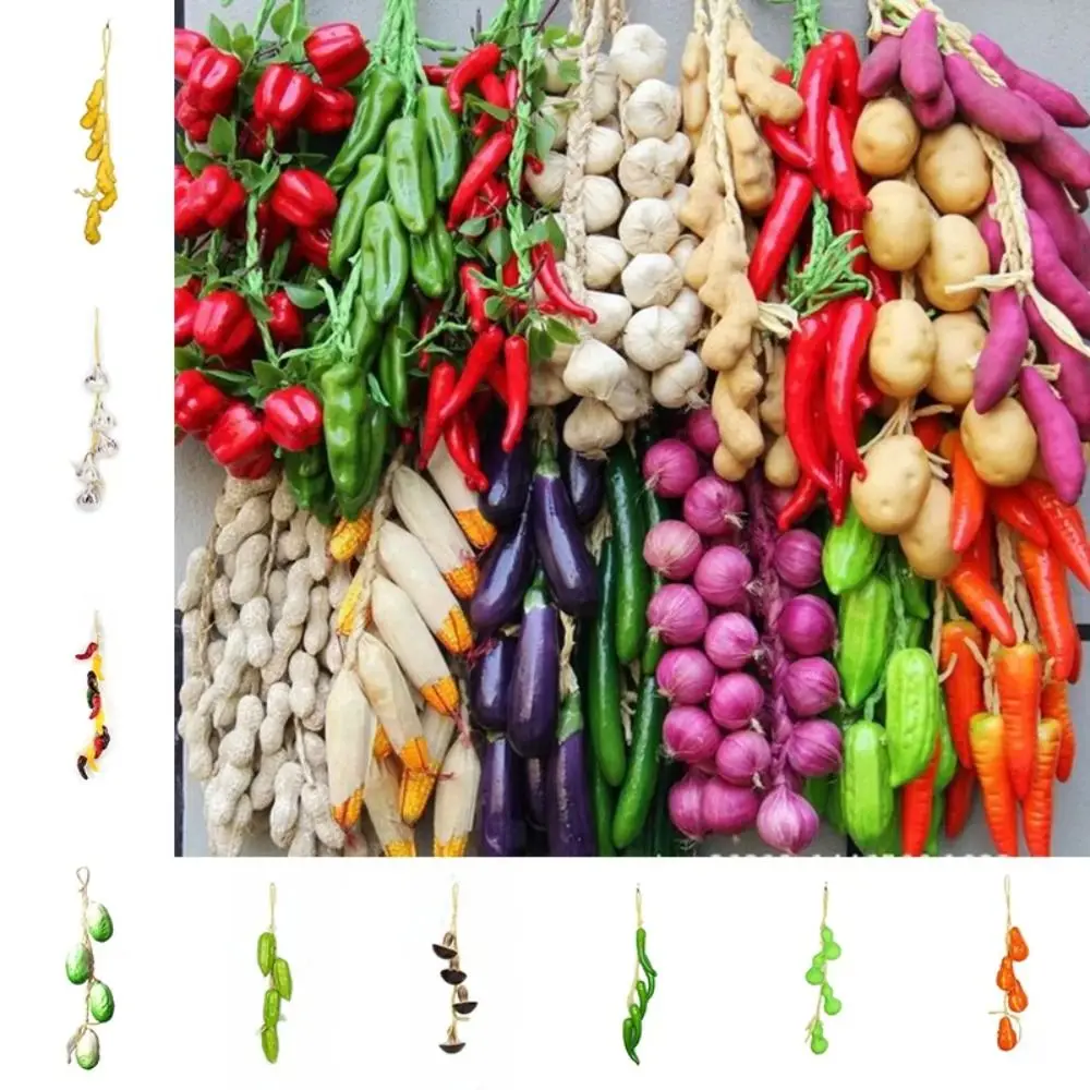 1Bunch Colorful Simulation Foam Vegetables Hanging Home Decor Kitchen Decoration Hanging Artificial String Photography Props