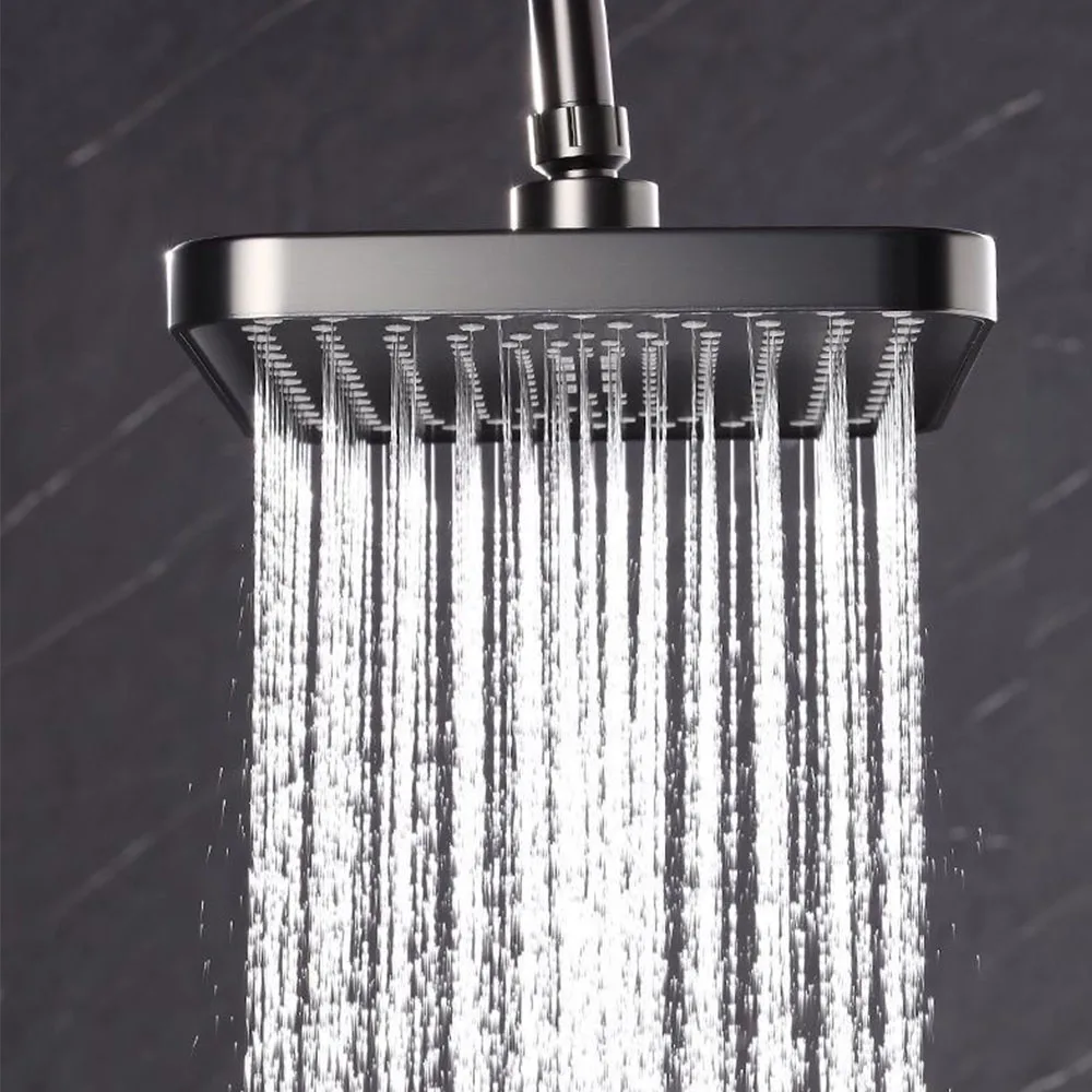 جديد 14 بوصة ارتفاع ضغط أعلى رذاذ رأس دش المطر تدفق أكبر Supercharge رأس دش الأمطار 360 °   توفير المياه الدوارة