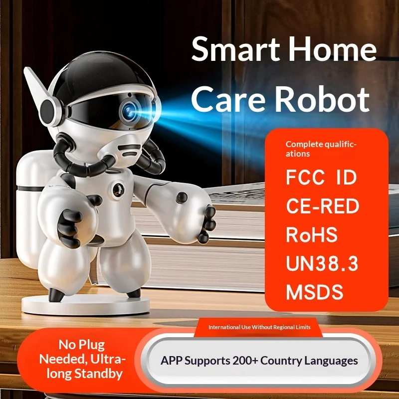 

T3 1080P Крытый интеллектуальный робот-радионяня - маломощный встроенный аккумулятор PIR-обнаружение движения Двустороннее аудио 10 м ИК-ночное видение