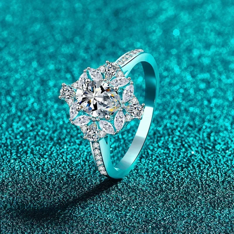 Luxurious Platinum Pt950 Engagement Rings 1carat Diamond Moissanite Band for Women High-End Jewelry Exquisite Holiday Gift