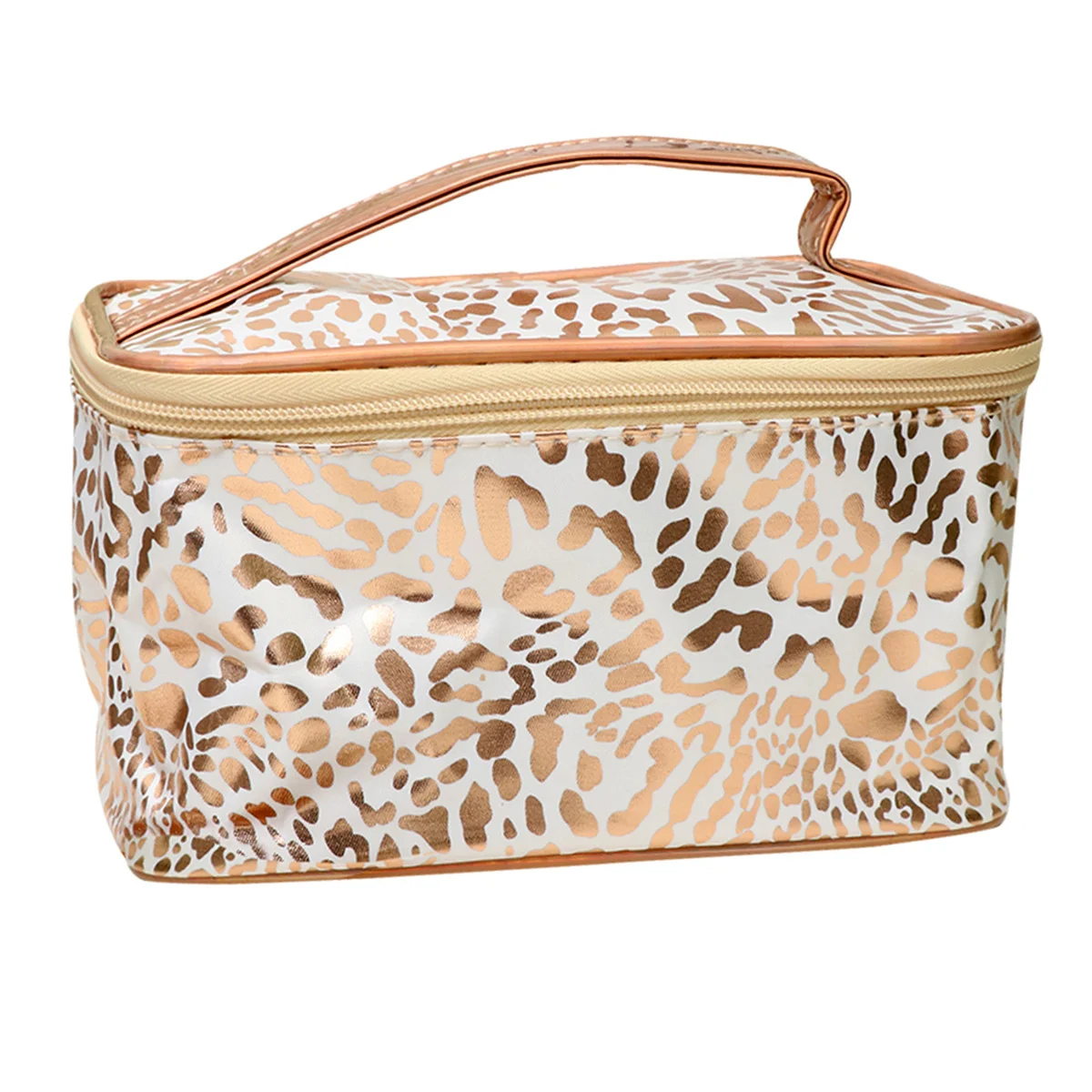 Large Leopard Design Storage Bag PU Makeup Organizer Zipper Travel Tote for Women Women Makeup Bag