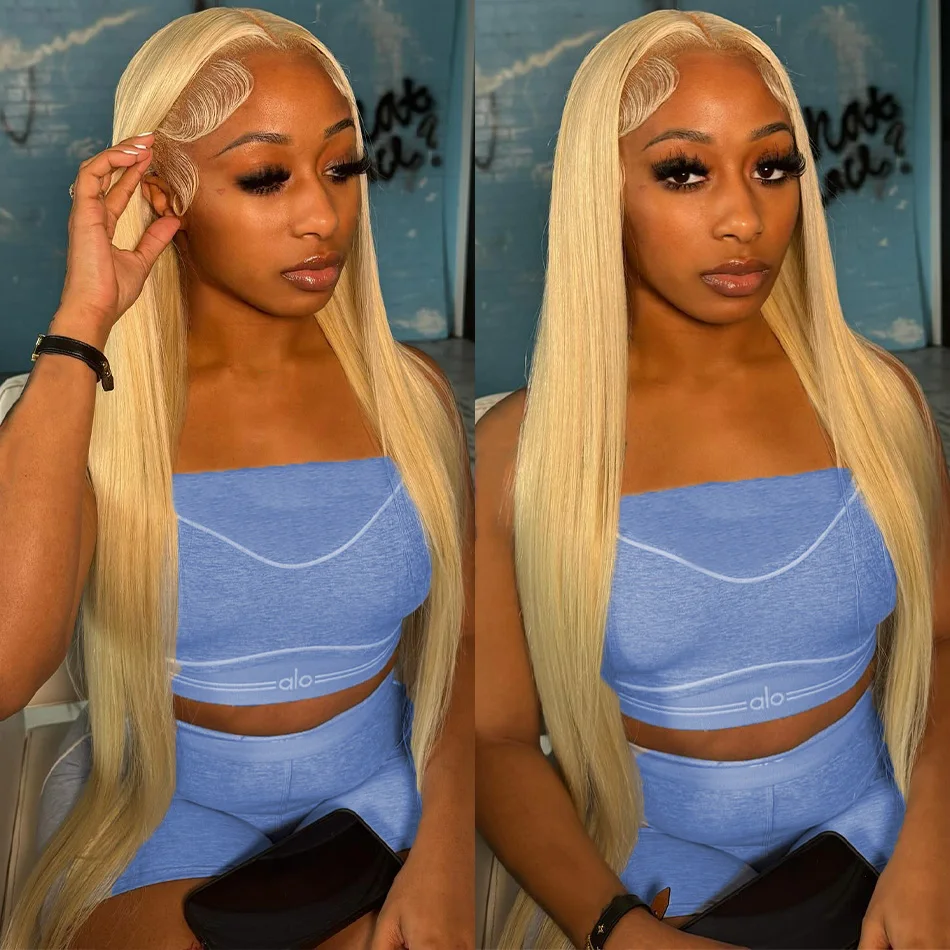 613 Blonde 13X6 Lace Front Wig 100% Humn Hair 250 Density Straight Hd Frontal Wigs Human Hair Wigs Pre Plucked Free Part 30 Inch
