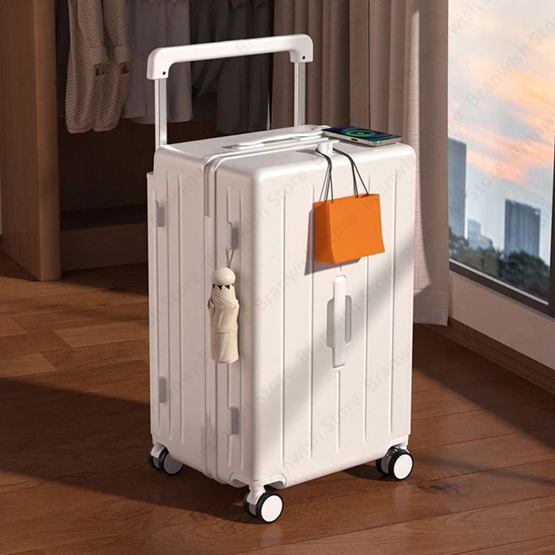 Basic Suitcase Featuring Cup Holder And Password Lock Wide Trolley Luggage With Spinner Wheels For Easy Rolling 30Inch 32Inch