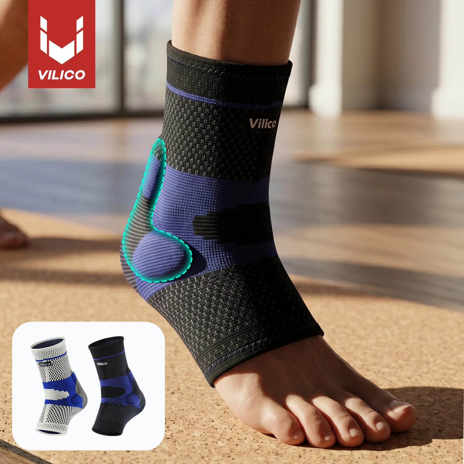 

1PC Vilico Men's and Women's Sports Ankle Cover Thin Silicone Anti slip Breathable Design Basketball Cycling Fitness Universal F