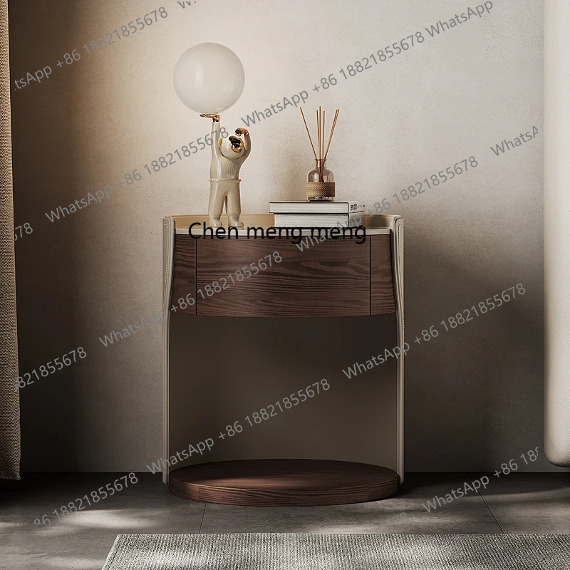 High-End Rock Plate Round Bedside Creative Semi-Enclosed Bedside Cabinet Simple Storage Cabinet
