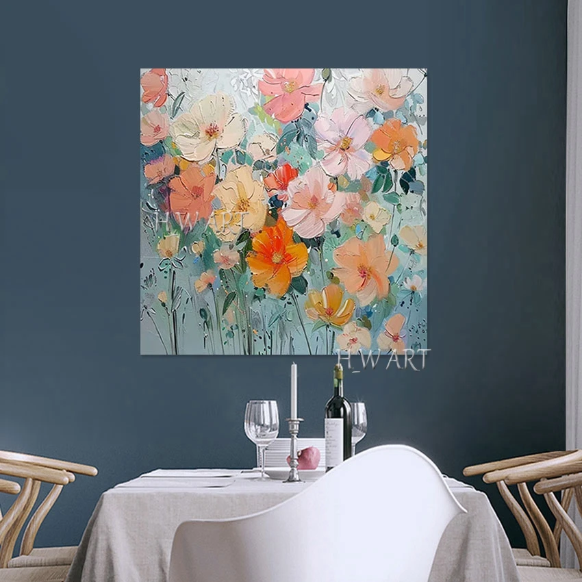 

Modern Style Wall, Frameless Acrylic Knife Oil Paintings, Easy Design Flowers Art Picture, Abstract Beautiful Canvas Artwork