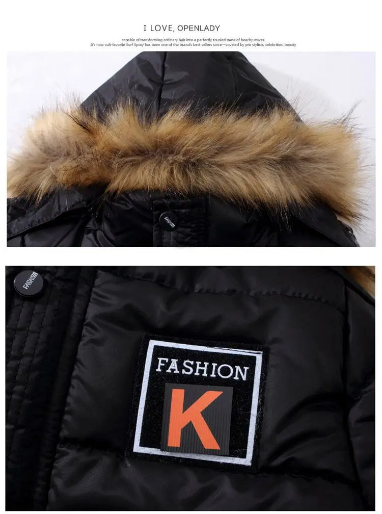 Kids 4-14 Years Boys Hooded Jacket Winter Thicken Keep Warm Fur Collar Zipper Coat Children Fashion Outerwear Christmas Clothing 5