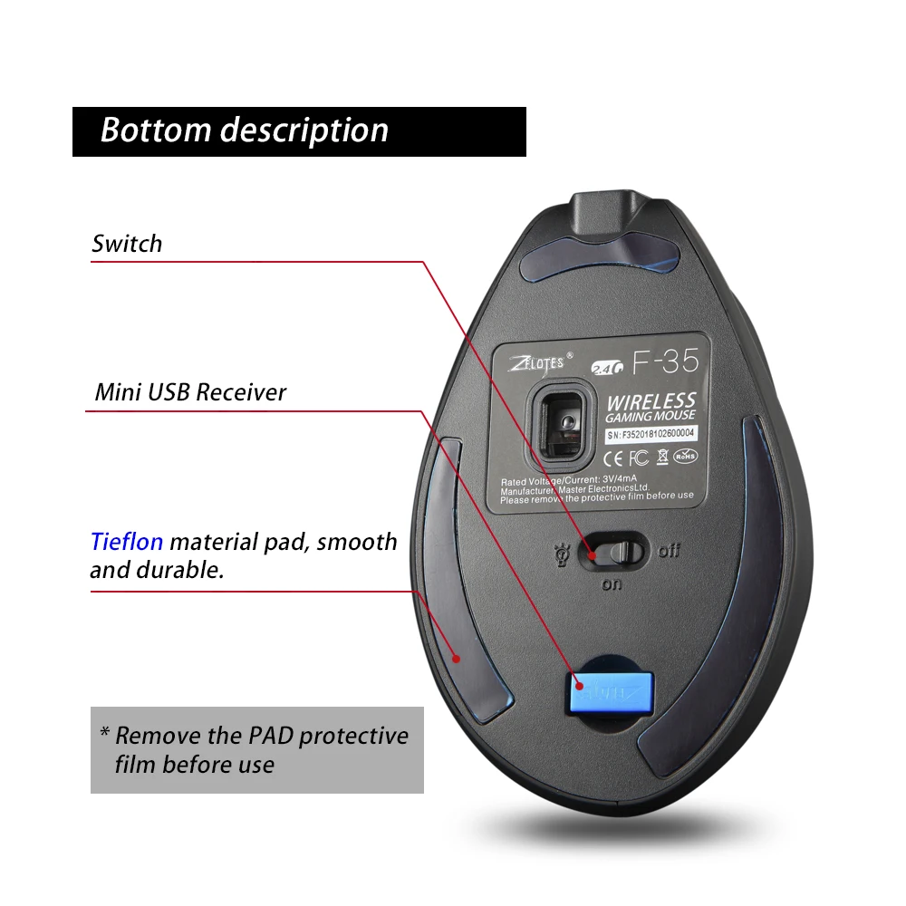 

F-35 Mouse Wireless Vertical Mouse Ergonomic Rechargeable 2400 movement speed Optional Portable Gaming Mouse for Mac Laptop PC