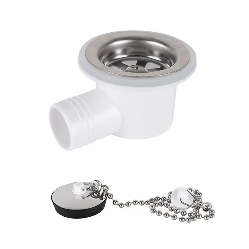 Sink Waste Drain Plug Hole Angle Fitting, Waste Plug Sink Basin Drain Filter For Motorhome Boat, Without Tube