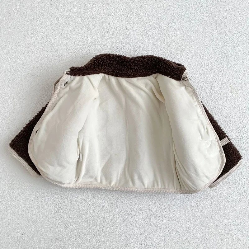 Manteau d\'hiver pour bébé de 0 à 3 ans, veste chaude en laine d\'agneau pour nouveau-né garçon et fille, gilet avec poches en velours, vêtements