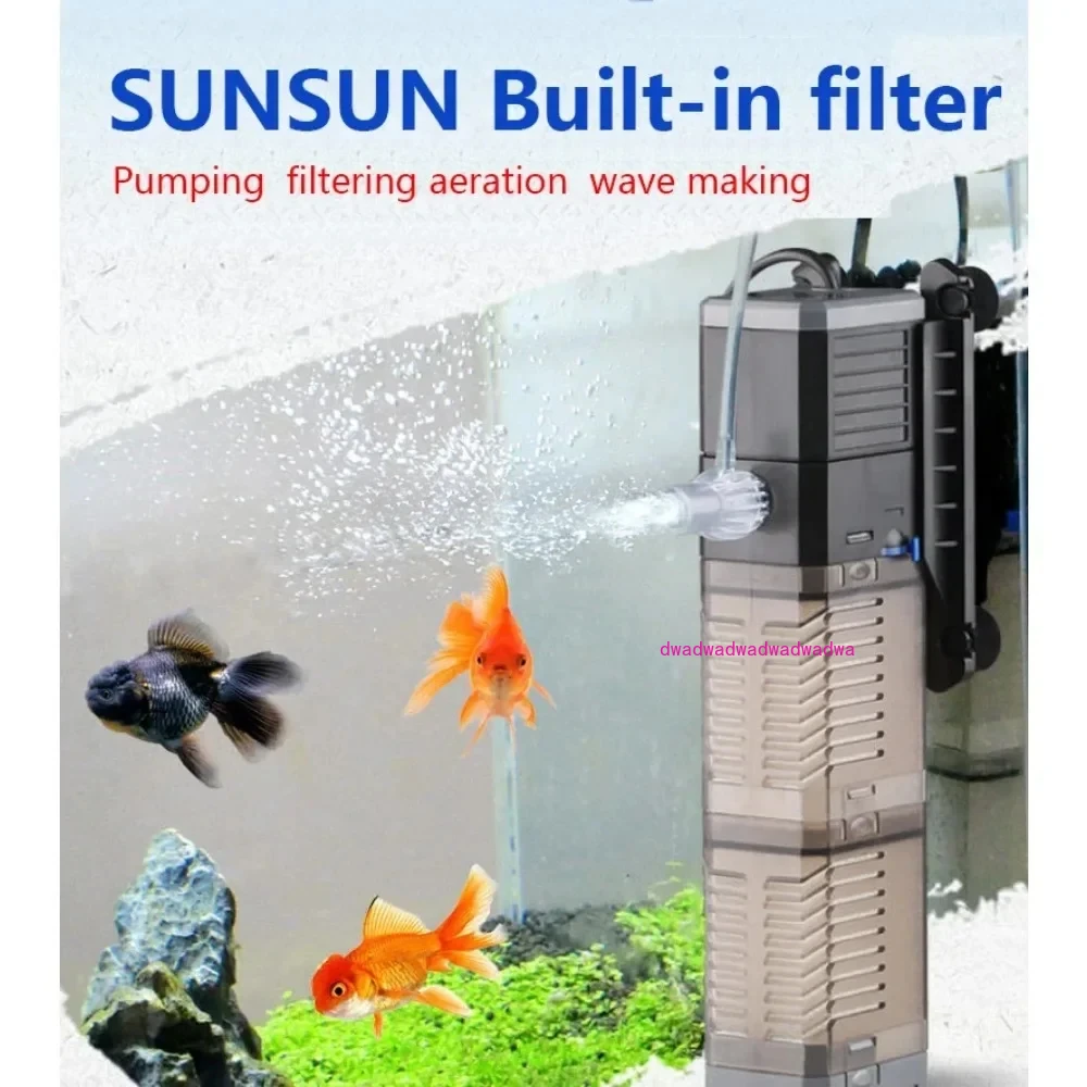 SUNSUN 4 In 1 Multi-function Aquarium Filter Internal Sponge Filter for Fish Tank Submersible Water Pump Wave Maker Air Aerator